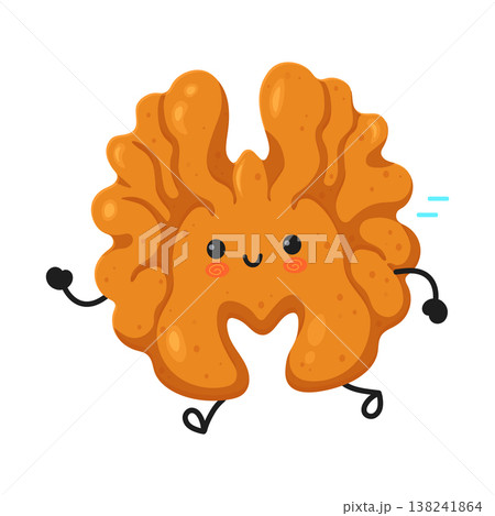 Walnut brain character running smiling happy healthy food Walnut brain character running smiling happy healthy food 138241864