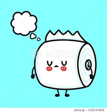 Cute toilet paper character dreaming with thought bubble 138241868
