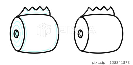 Cartoon toilet paper roll featuring simple illustration and hygiene concept Cartoon toilet paper roll featuring simple illustration and hygiene concept 138241878
