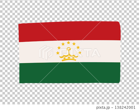 かわいいタジキスタンの国旗アイコン 手描きタッチの旗イラスト 138242001