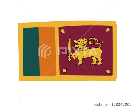 かわいいスリランカの国旗アイコン 手描きタッチの旗イラスト かわいいスリランカの国旗アイコン 手描きタッチの旗イラスト 138242003