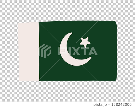 Cute Pakistani flag icon, hand-drawn style flag illustration Cute Pakistani flag icon, hand-drawn style flag illustration 138242006