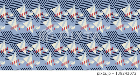 Textile motif seamless pattern. Abstract line shape geometric motif basic pattern continuous background. Man shirt all over print block.  138242072