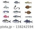 シンプルな魚のイラストセット 138242594