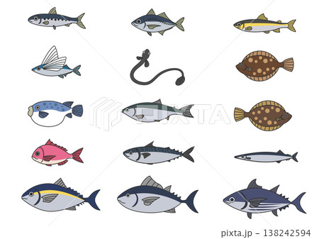 シンプルな魚のイラストセット 138242594