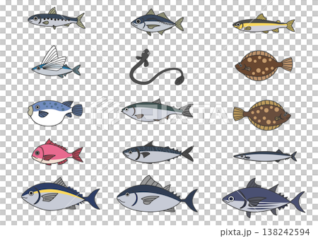 シンプルな魚のイラストセット 138242594