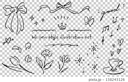 A set of warm, analog-style illustrations drawn with ink pens. A set of warm, analog-style illustrations drawn with ink pens. 138243126