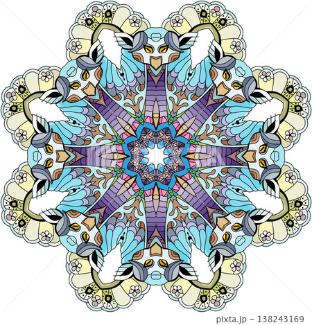 Colorful cute Mandalas. Decorative unusual round ornaments. Colorful cute Mandalas. Decorative unusual round ornaments. 138243169