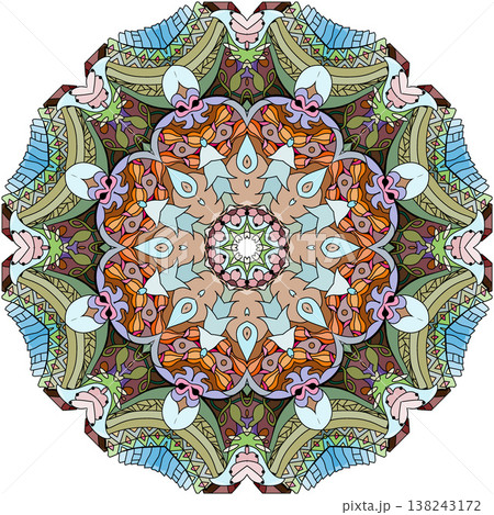 Colorful cute Mandalas. Decorative unusual round ornaments. Colorful cute Mandalas. Decorative unusual round ornaments. 138243172