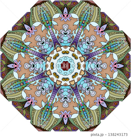 Colorful cute Mandalas. Decorative unusual round ornaments. 138243173