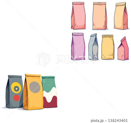 Colorful paper bags collection for branding and packaging designs 138243401