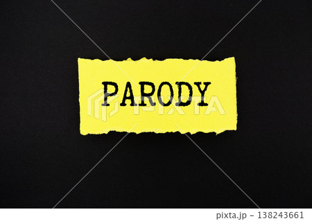 Parody text written on paper rip 138243661