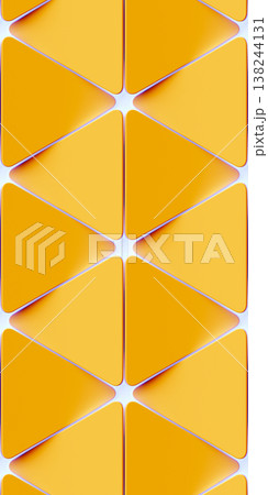 Yellow abstract wallpaper featuring geometric shapes with triangles in the foreground. A texture with a repeating sci-fi-style geometric pattern and white highlighting Yellow abstract wallpaper featuring geometric shapes with triangles in the foreground. A texture with a repeating sci-fi-style geometric pattern and white highlighting 138244131