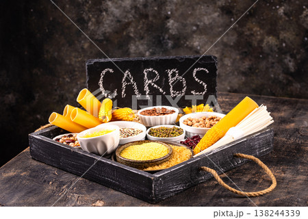 Different sources of carbs in food 138244339