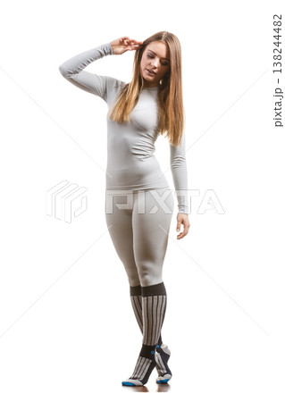 Fit female wearing thermoactive underwear 138244482