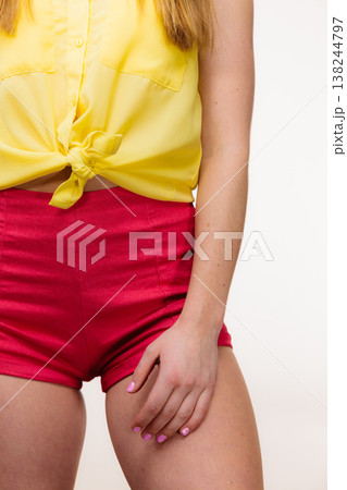 Closeup woman hips in shorts Closeup woman hips in shorts 138244797