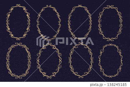 Gold Baroque Ellipse Vintage Wedding Frame Save the Date.Vector Illustration Gold Baroque Ellipse Vintage Wedding Frame Save the Date.Vector Illustration 138245185