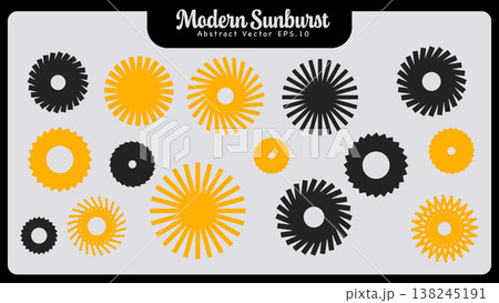 Abstract Geometric Sunburst and Gear Shape Set. 138245191