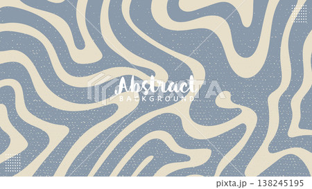 Abstract Horizontal with blue waves in style retro 60s, 70s background. Trendy minimal wavy hand drawn design in pastel colors Abstract Horizontal with blue waves in style retro 60s, 70s background. Trendy minimal wavy hand drawn design in pastel colors 138245195