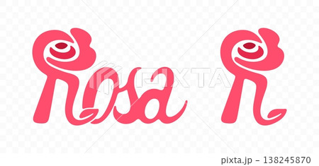 Rose, flower, font and typography, graphic design. Floral, botanical, nature, bloom and decorative, vector design and illustration 138245870