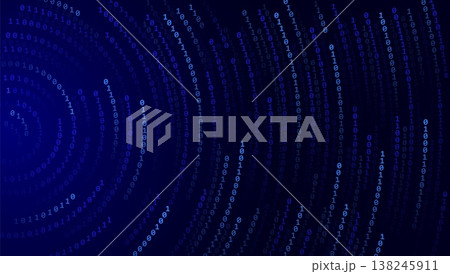 Matrix vortex. Blue binary digital tunnel. Abstract number spiral circular portal, programming, coding and cybersecurity concept. Hi Tech, futuristic and science vector background Matrix vortex. Blue binary digital tunnel. Abstract number spiral circular portal, programming, coding and cybersecurity concept. Hi Tech, futuristic and science vector background 138245911