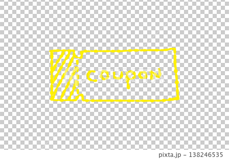Handwritten-style coupon ticket illustration - yellow Handwritten-style coupon ticket illustration - yellow 138246535