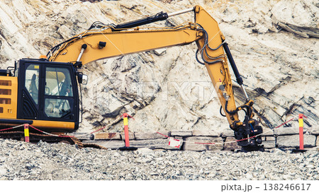 Heavy machine working on construction site, Norway 138246617