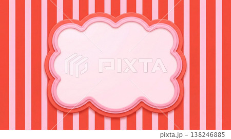 Decorative cloud frame with pink and red stripes background for text Decorative cloud frame with pink and red stripes background for text 138246885