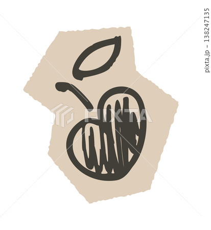 Apple Doodle On Torn Paper Line Art Apple Doodle On Torn Paper Line Art 138247135