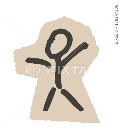 Stick figure person with raised arm Stick figure person with raised arm 138247236