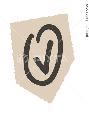 Check mark inside rough oval badge 138247239