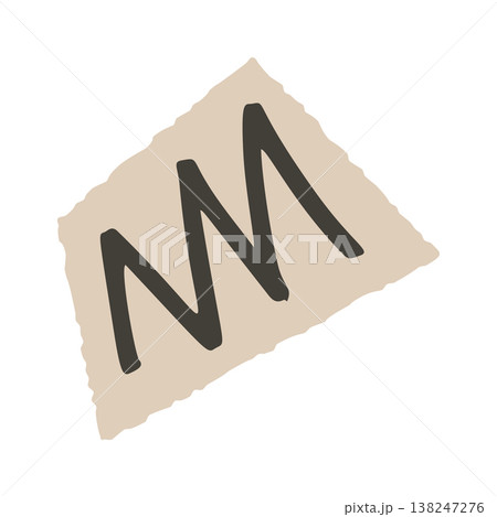 Handdrawn zigzag letter M note sheet Handdrawn zigzag letter M note sheet 138247276