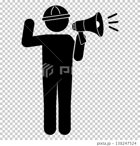 用擴音器引導的人的象形圖 用擴音器引導的人的象形圖 138247524