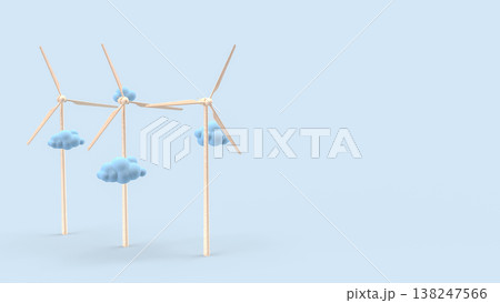 Wind Turbine Renewable Energy Sustainable Power Concept 3d render. 138247566