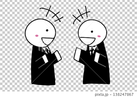 手描き風、会話(笑顔・対話・ビジネス・日常)(バリエーション5) 手描き風、会話(笑顔・対話・ビジネス・日常)(バリエーション5) 138247867