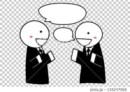 手描き風、会話(笑顔・対話・ビジネス・日常)(バリエーション6) 手描き風、会話(笑顔・対話・ビジネス・日常)(バリエーション6) 138247868