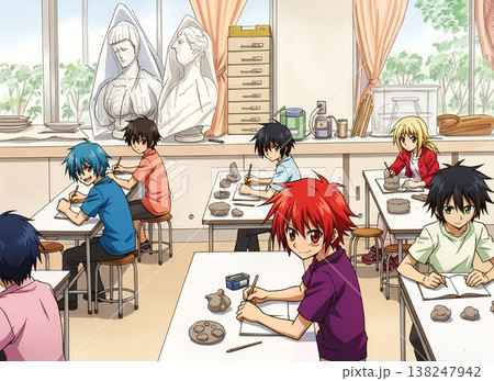 【美術室の風景②】オリジナルイラスト213/ベクター済 138247942
