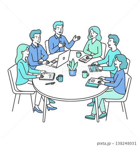 テーブルを囲んで会議するビジネスチーム 138248031
