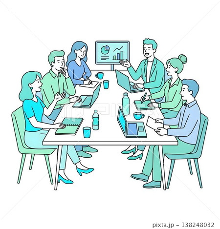 テーブルを囲んで会議するビジネスチーム 138248032