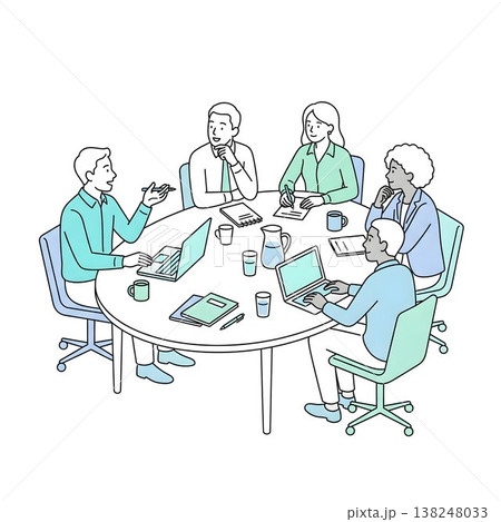 テーブルを囲んで会議するビジネスチーム 138248033
