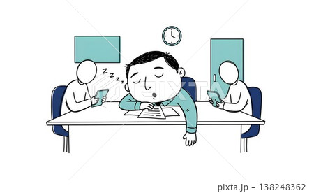 会議中に居眠りしてしまうビジネスマン 138248362