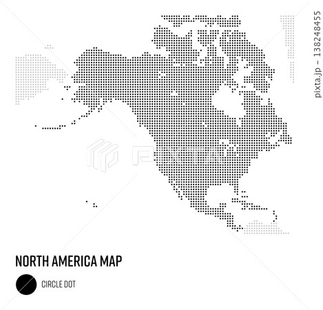 世界地図ドット粗め 北アメリカ・中米・カリブ海地域 国別にグループ 138248455