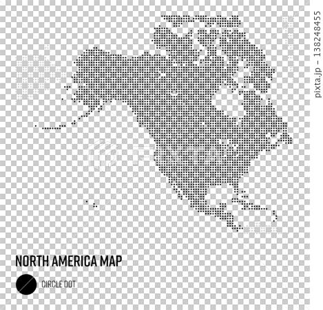 世界地図ドット粗め 北アメリカ・中米・カリブ海地域 国別にグループ 138248455