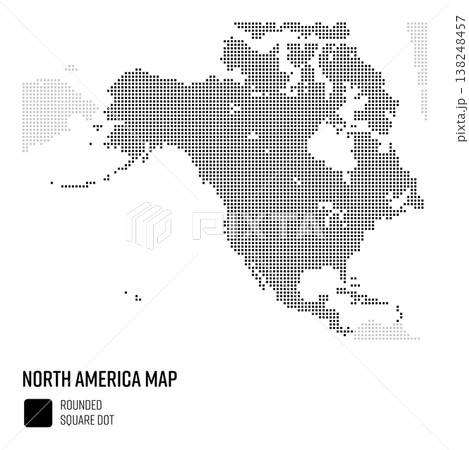 世界地図ドット粗め 北アメリカ・中米・カリブ海地域 国別にグループ 世界地図ドット粗め 北アメリカ・中米・カリブ海地域 国別にグループ 138248457