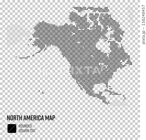 世界地図ドット粗め 北アメリカ・中米・カリブ海地域 国別にグループ 世界地図ドット粗め 北アメリカ・中米・カリブ海地域 国別にグループ 138248457