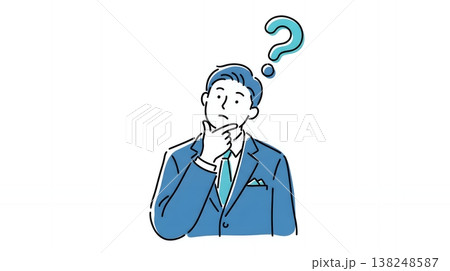 疑問や悩みがありクエスチョンマークを浮かべて考え込む会社員 疑問や悩みがありクエスチョンマークを浮かべて考え込む会社員 138248587