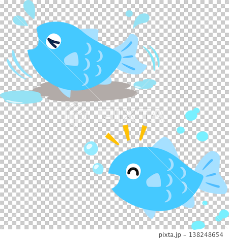 Characters of fish in the water and fish washed ashore. Characters of fish in the water and fish washed ashore. 138248654