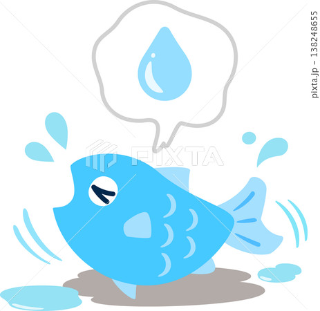 水の外に打ち上げられた魚のキャラクター 水の外に打ち上げられた魚のキャラクター 138248655