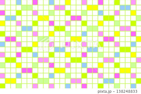 幾何学模様　四角形　白背景　グリーン　ピンク　 138248833