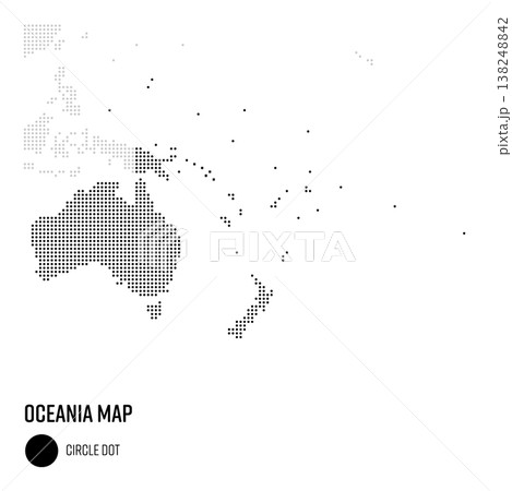 世界地図ドット粗め オセアニア地域 国別にグループ 世界地図ドット粗め オセアニア地域 国別にグループ 138248842